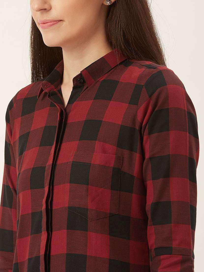 women checkered collred shirt dress - 22069339 - Standard Image - 4
