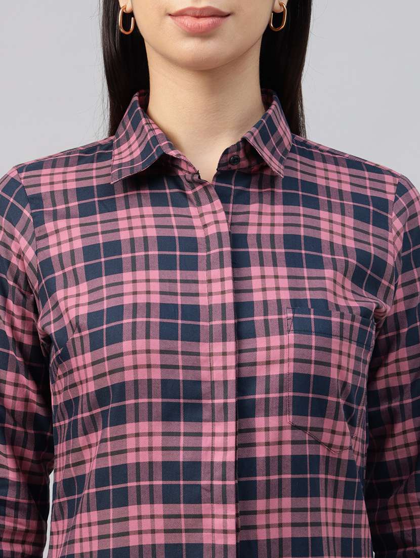 women checkered collared shirt dress - 22069352 -  Standard Image - 4