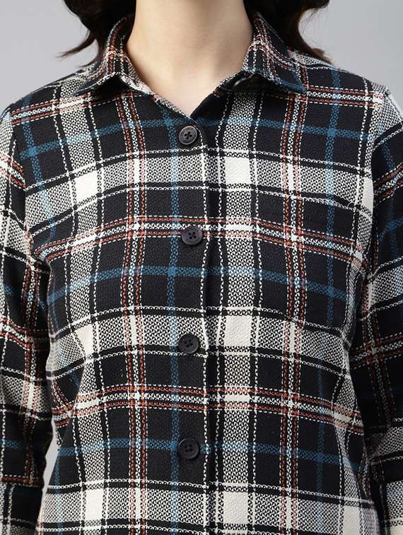 women checkered collared shirt dress - 22069357 - Standard Image - 4