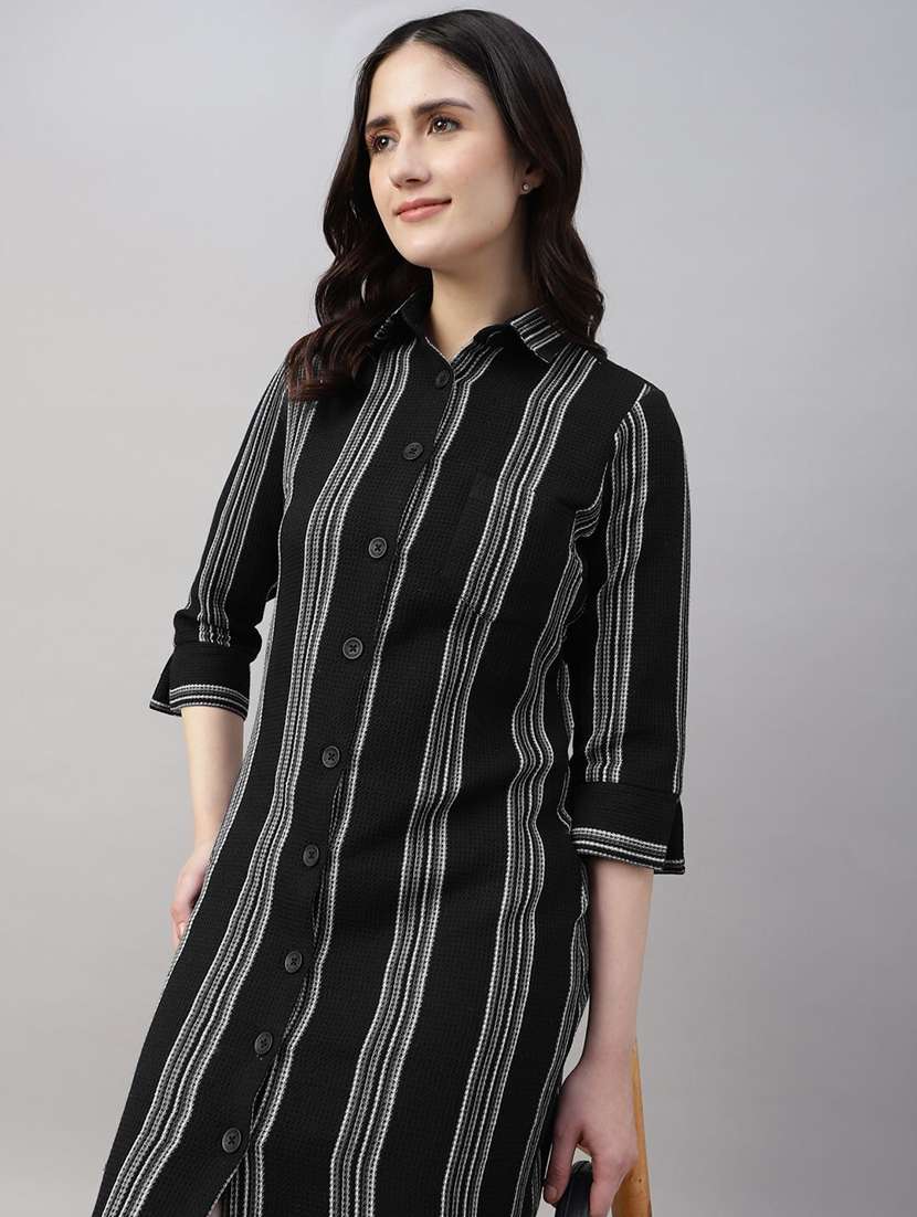 women striped collared shirt dress - 22069358 -  Standard Image - 1
