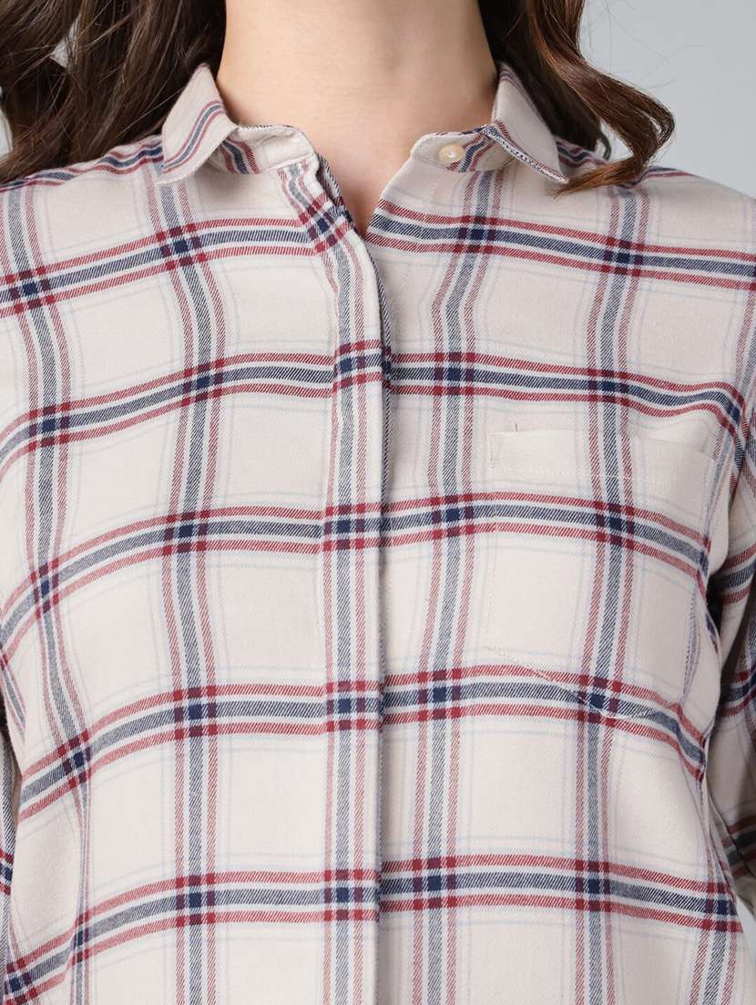 women checkered collared shirt dress - 22069360 - Standard Image - 4