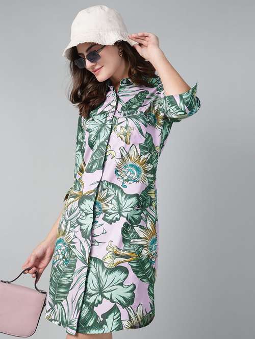 women printed collared shirt dress - 22069361 -  Standard Image - 0
