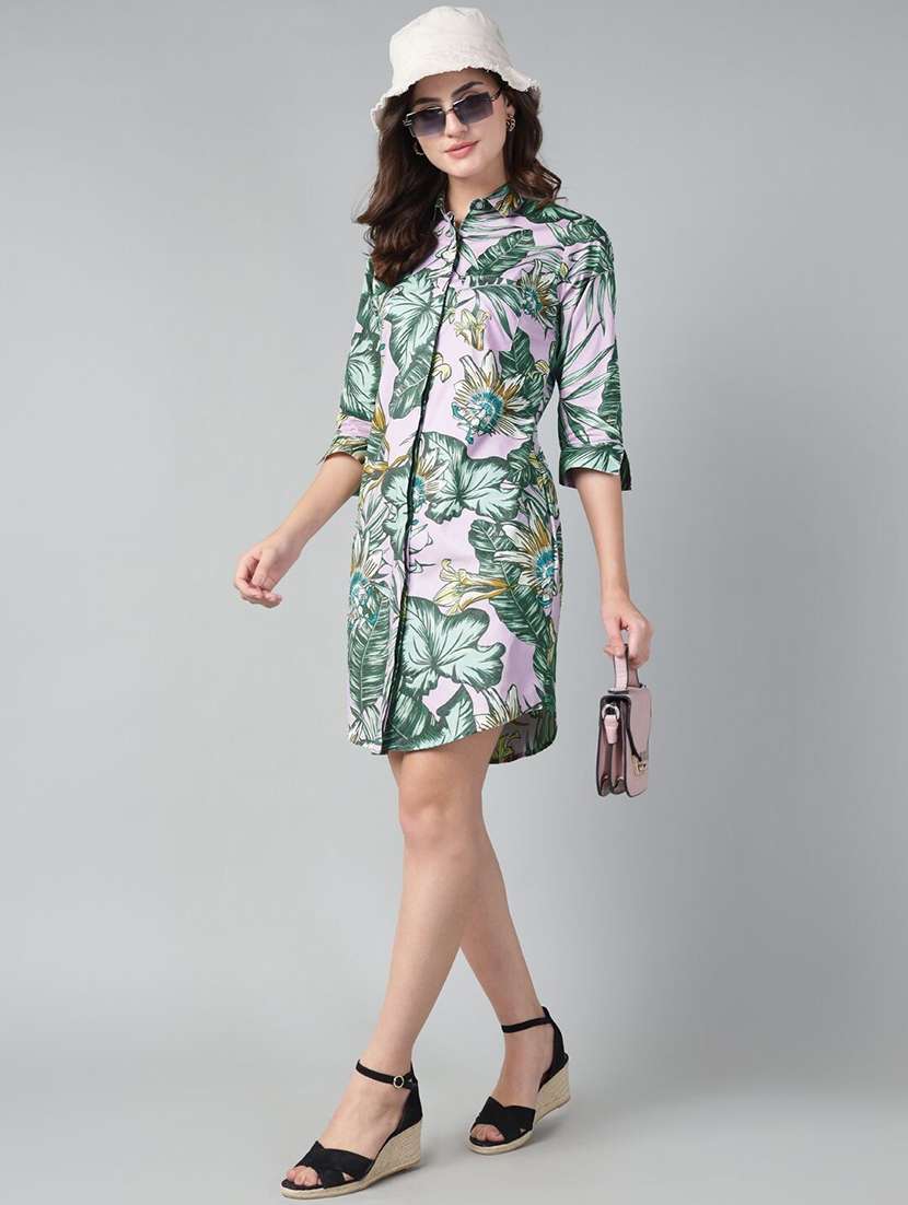 women printed collared shirt dress - 22069361 -  Standard Image - 1