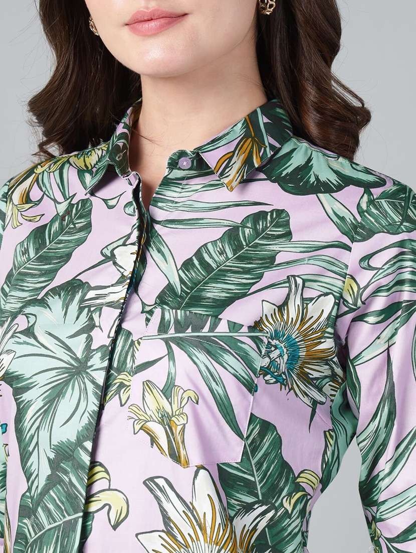 women printed collared shirt dress - 22069361 - Standard Image - 4