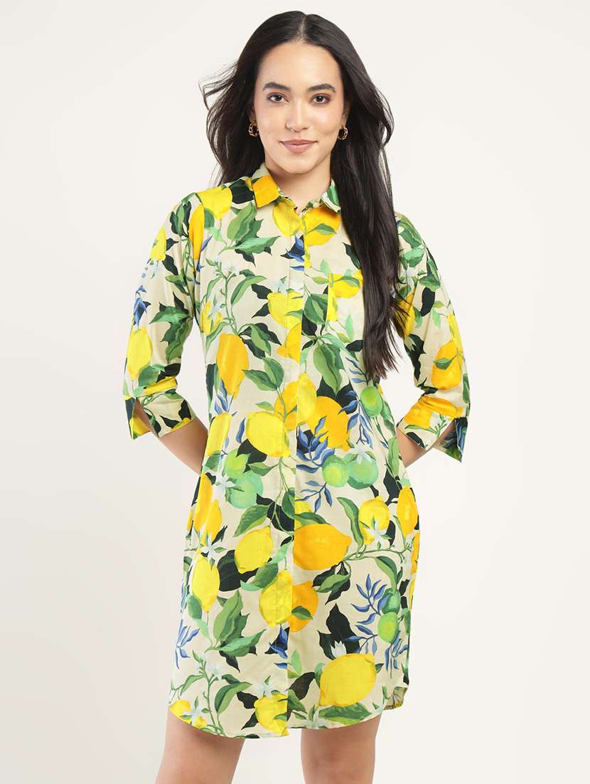 women printed collared shirt dress - 22069364 -  Standard Image - 1