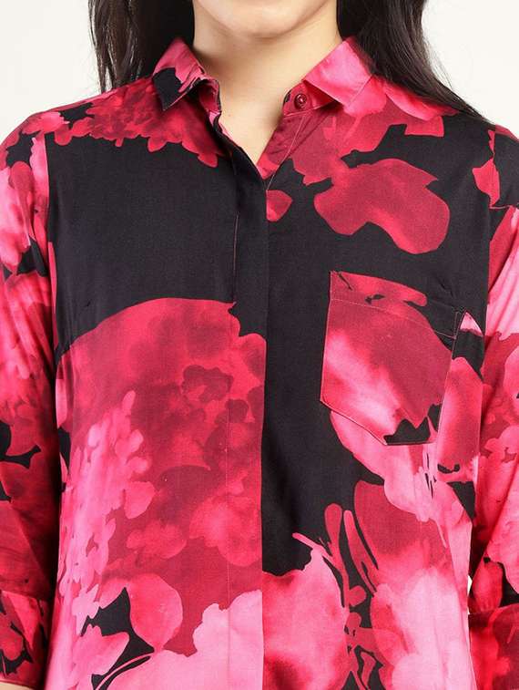 women printed collared shirt dress - 22069365 - Standard Image - 4