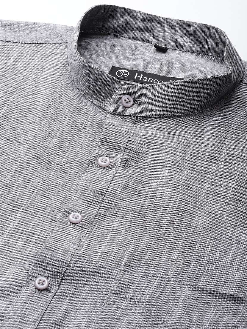 men mandarin neck long sleeve short kurta - 22069374 -  Standard Image - 4