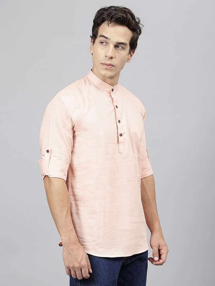 men mandarin neck long sleeve short kurta - 22069385 -  Standard Image - 1