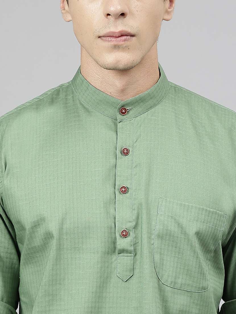 men mandarin neck long sleeve short kurta - 22069386 -  Standard Image - 4