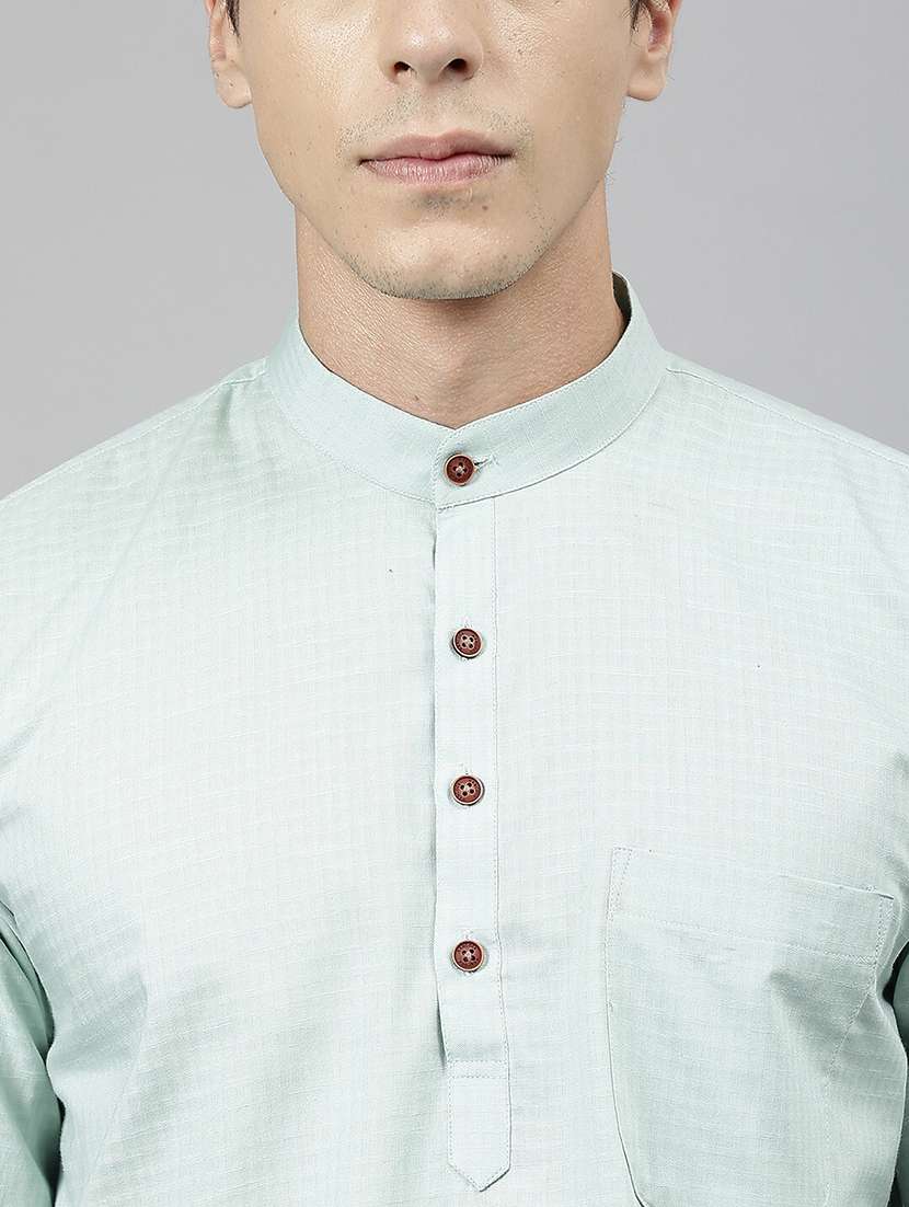 men mandarin neck long sleeve short kurta - 22069387 -  Standard Image - 4