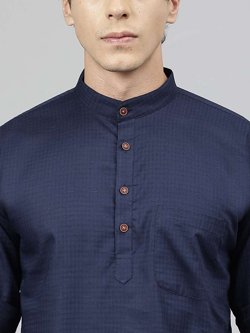 men mandarin neck long sleeve short kurta - 22069389 -  Standard Image - 4