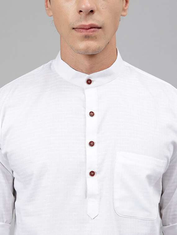 men mandarin neck long sleeve short kurta - 22069392 - Standard Image - 4