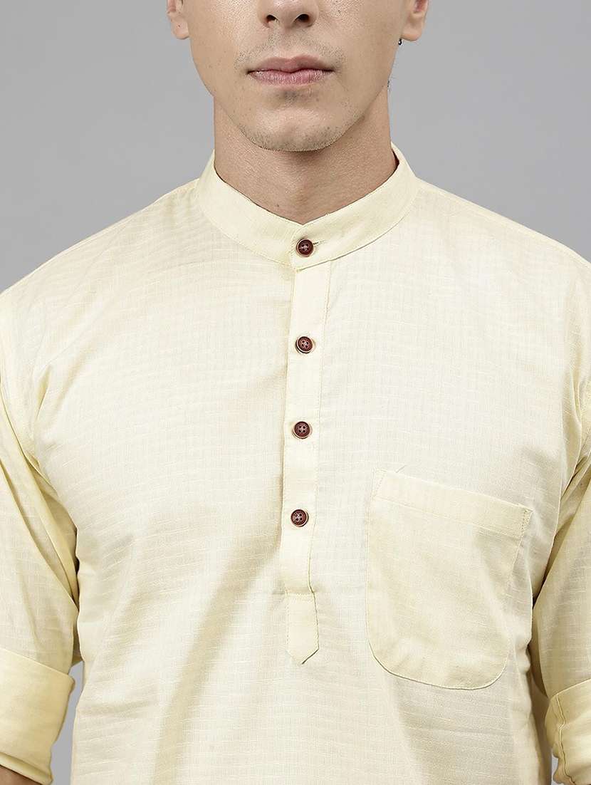 men mandarin neck long sleeve short kurta - 22069393 - Standard Image - 4