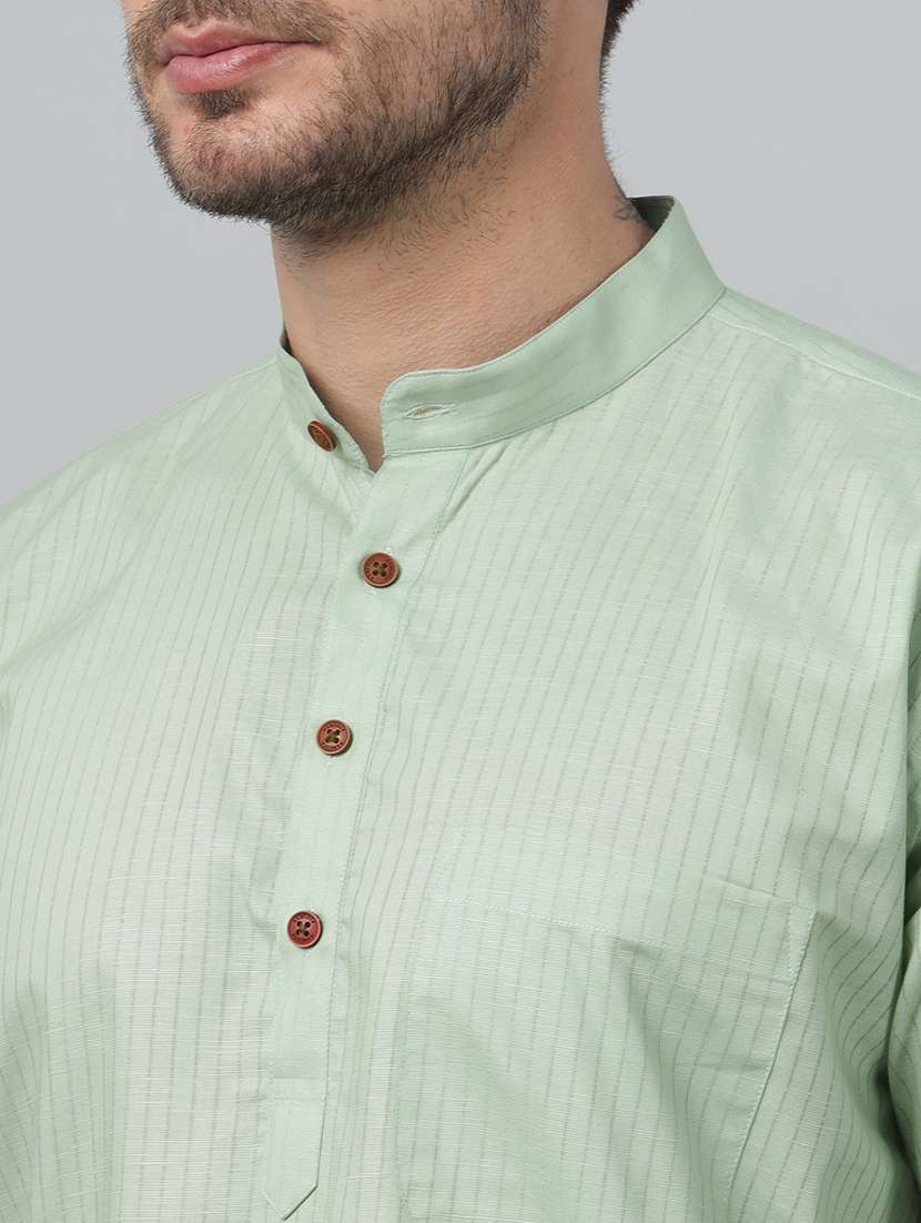 men mandarin neck short sleeve short kurta - 22069396 -  Standard Image - 4