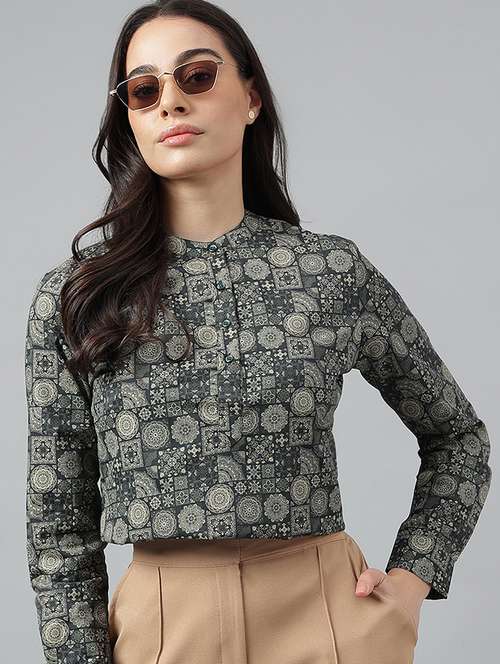 women printed long sleeve regular top - 22069407 -  Standard Image - 0