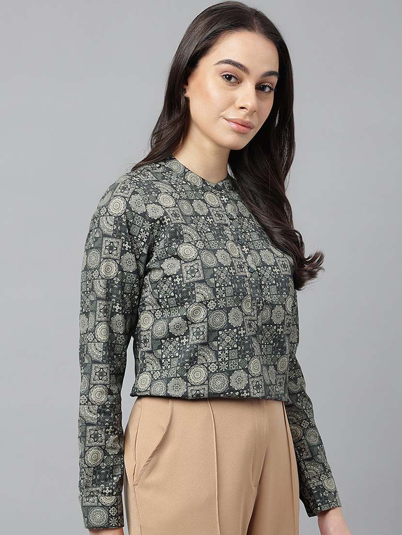women printed long sleeve regular top - 22069407 - Standard Image - 1