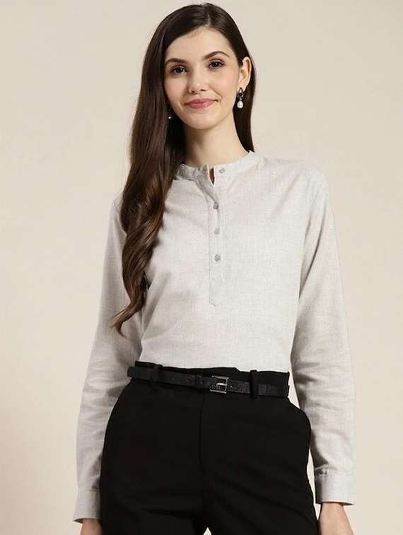 women solid long sleeve regular top - 22069408 - Zoom Image - 0