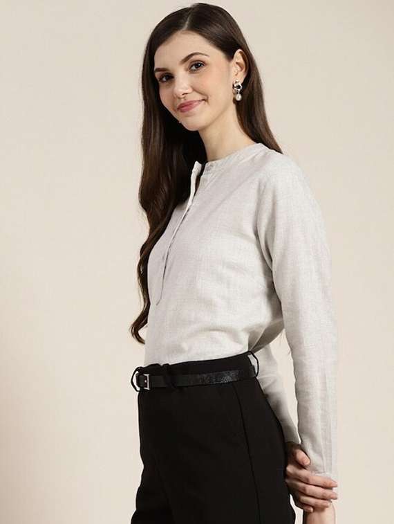 women solid long sleeve regular top - 22069408 -  Standard Image - 1