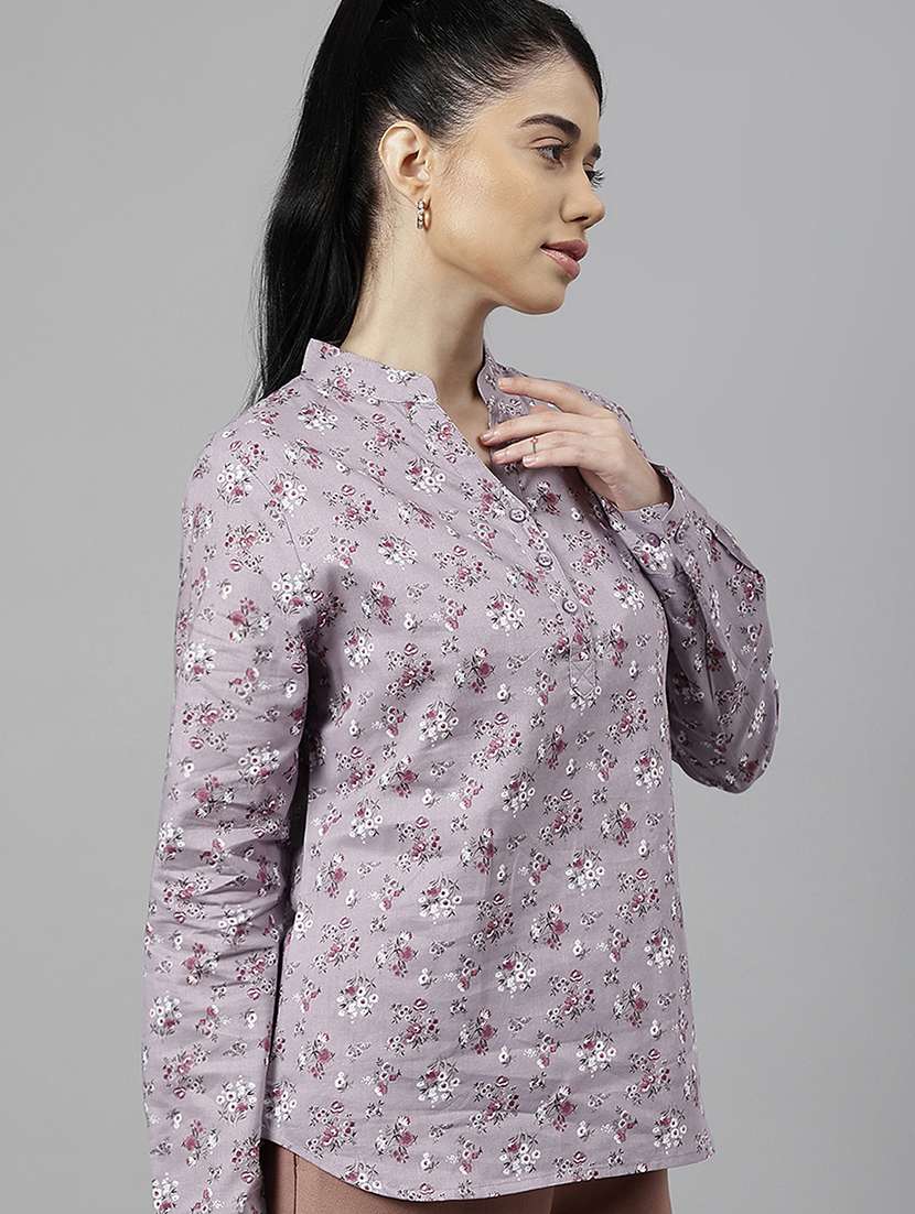 women printed long sleeve regular fit top - 22069416 -  Standard Image - 1