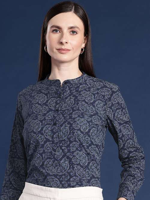 women printed long sleeve regular fit top - 22069431 - Standard Image - 0