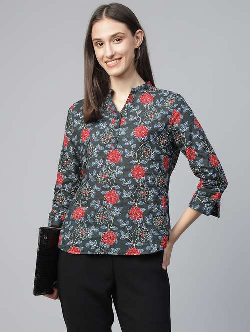 women printed long sleeve regular fit top - 22069434 -  Standard Image - 0