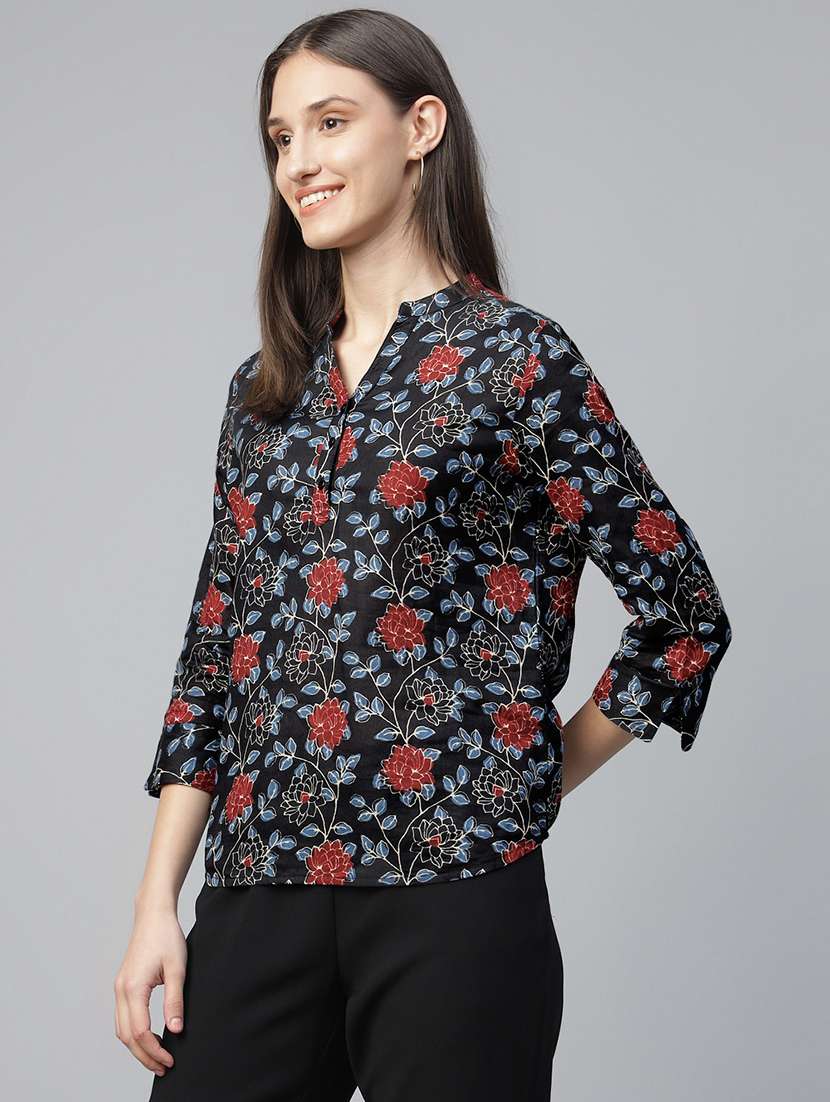 women printed long sleeve regular fit top - 22069435 - Standard Image - 1
