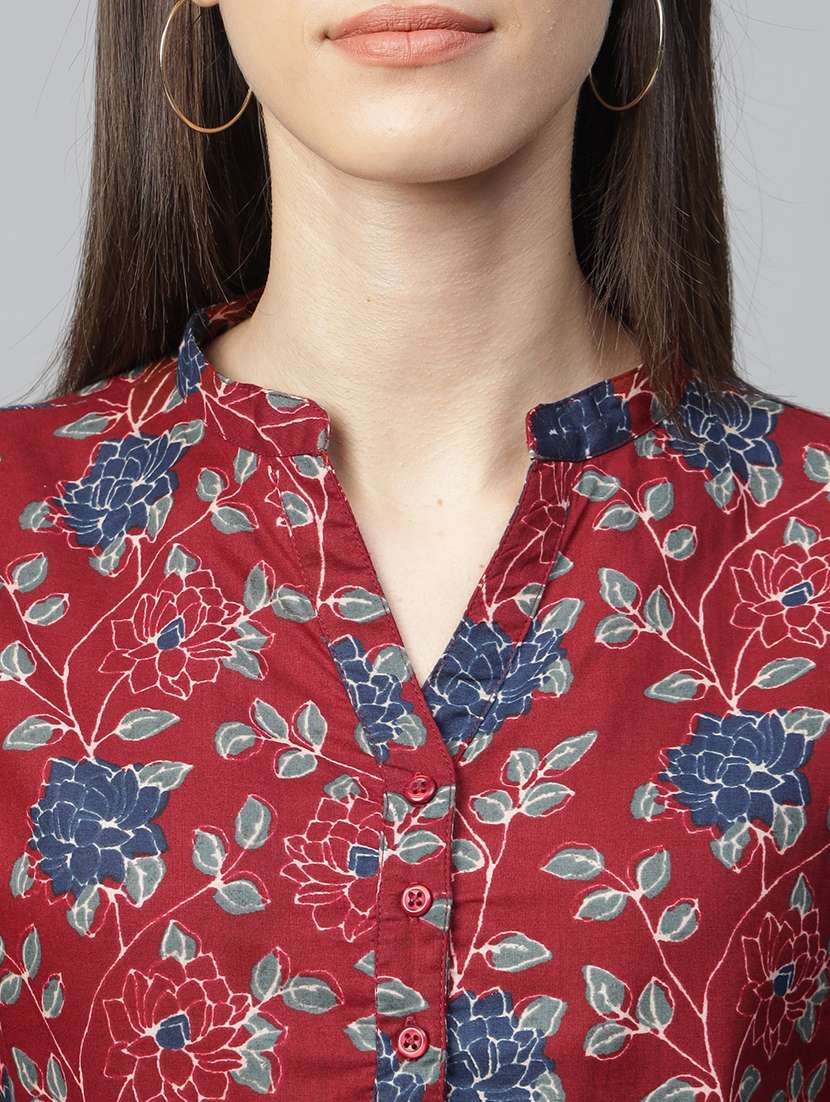 women printed three quarter sleeve regular fit top - 22069436 - Standard Image - 4