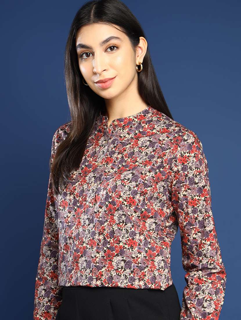 women printed long sleeve regular fit top - 22069441 -  Standard Image - 1