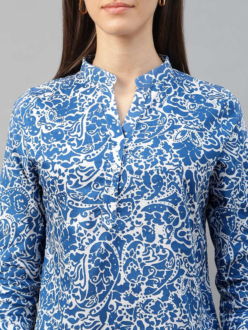 women printed three quarter sleeve regular fit top - 22069446 - Standard Image - 4