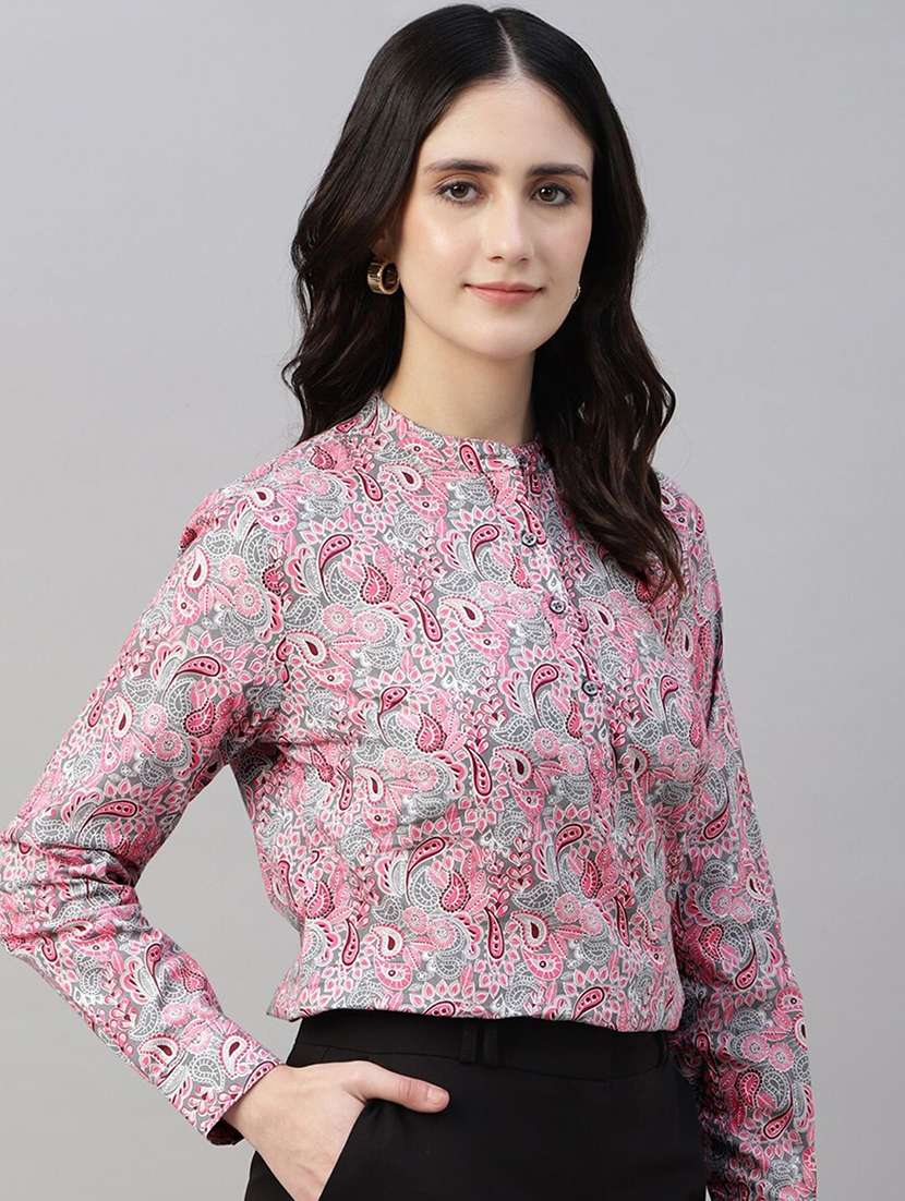 women printed long sleeve regular fit top