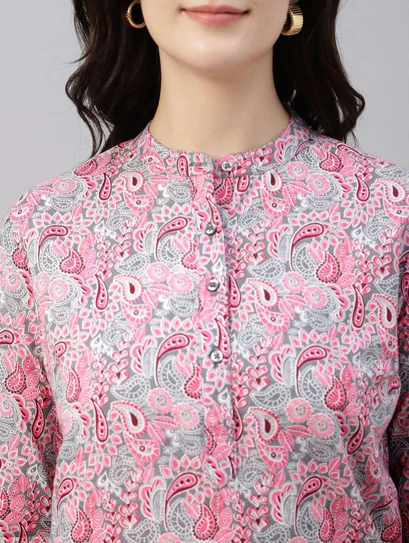 women printed long sleeve regular fit top - 22069447 - Standard Image - 4