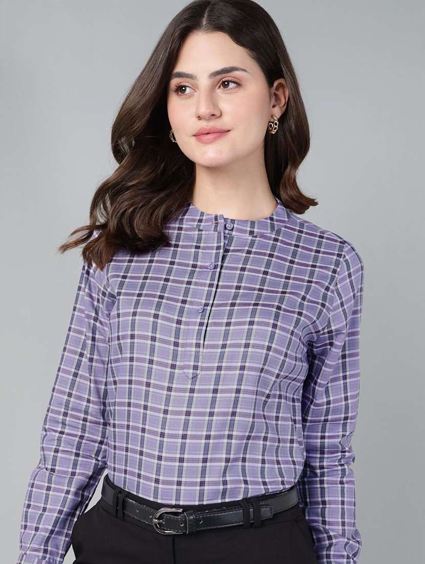women checkered long sleeve regular fit top - 22069448 - Zoom Image - 0