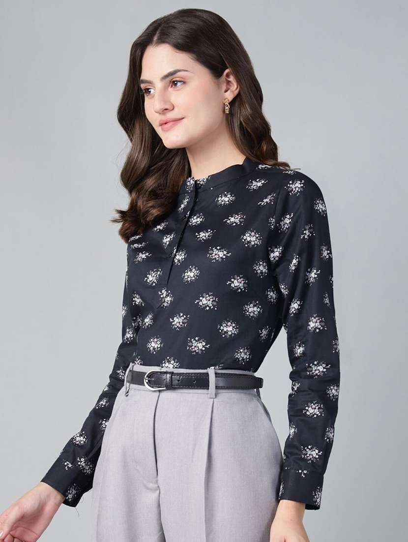women printed long sleeve regular fit top - 22069450 - Standard Image - 1