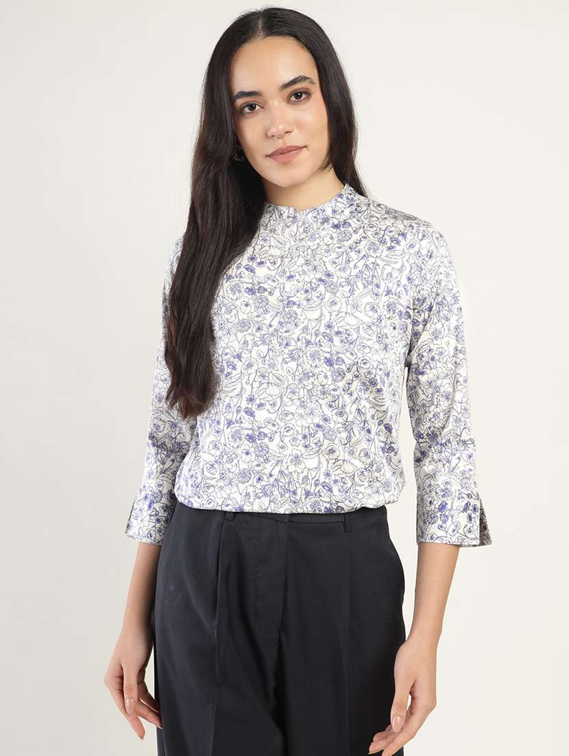 women printed three quarter sleeve regular fit top - 22069451 - Zoom Image - 0