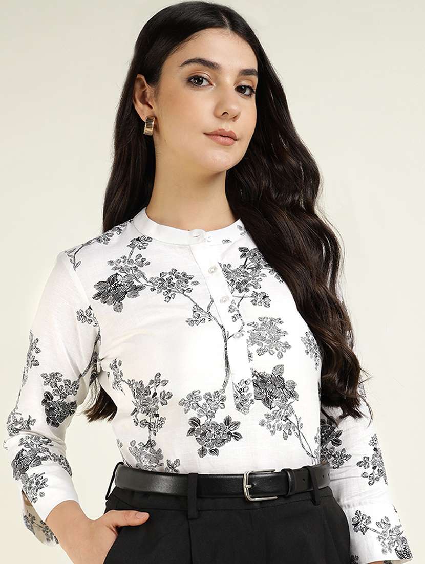 women printed long sleeve regular fit top