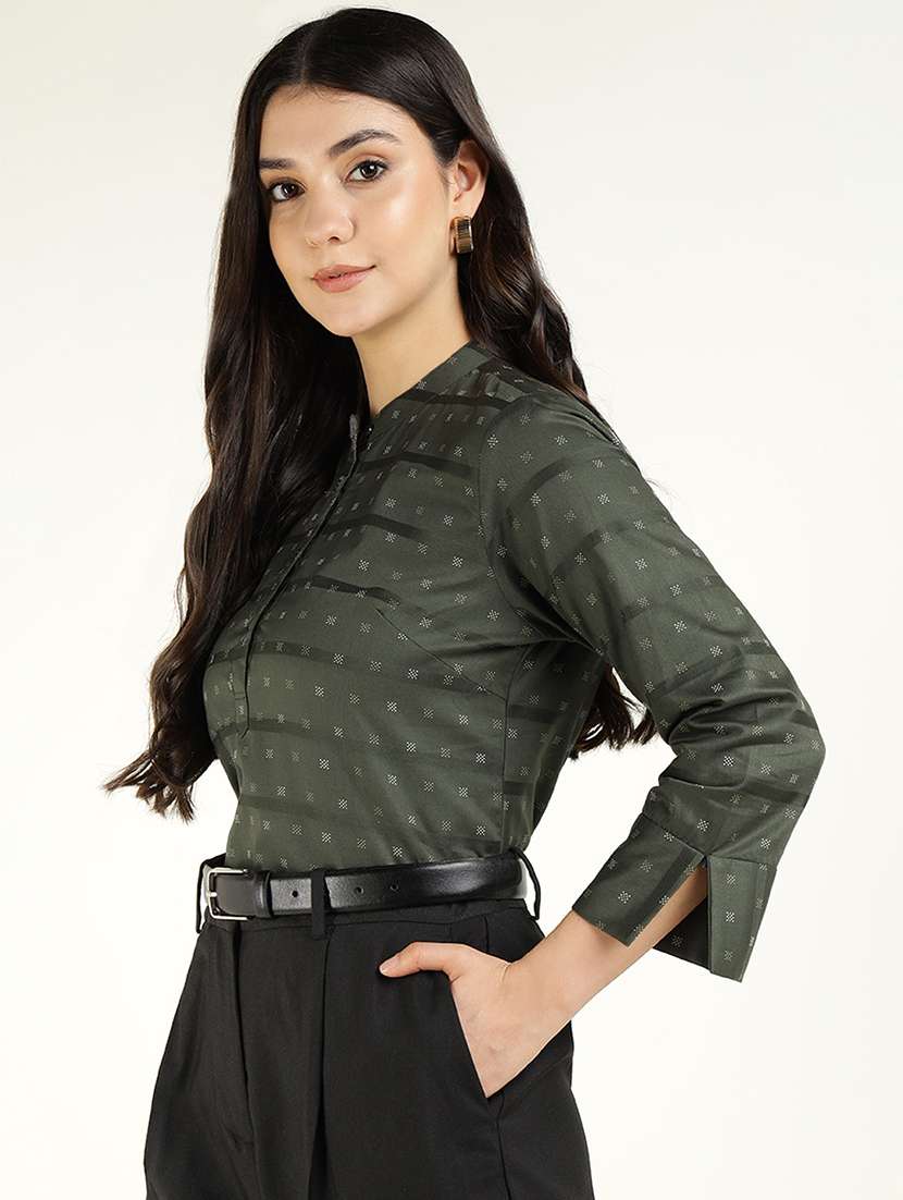 women printed three quarter sleeve regular fit top - 22069457 -  Standard Image - 1