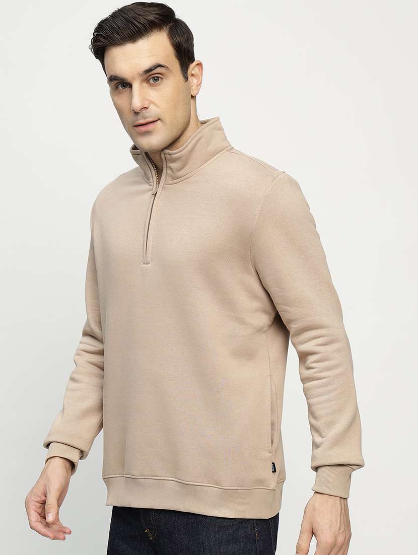 men solid long sleeve stand collar sweatshirt - 22069470 -  Standard Image - 1