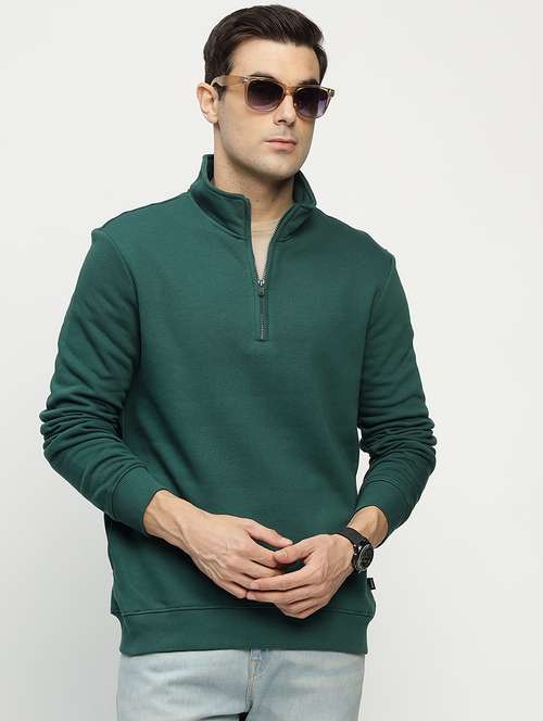 men solid long sleeve stand collar sweatshirt - 22069471 -  Standard Image - 0