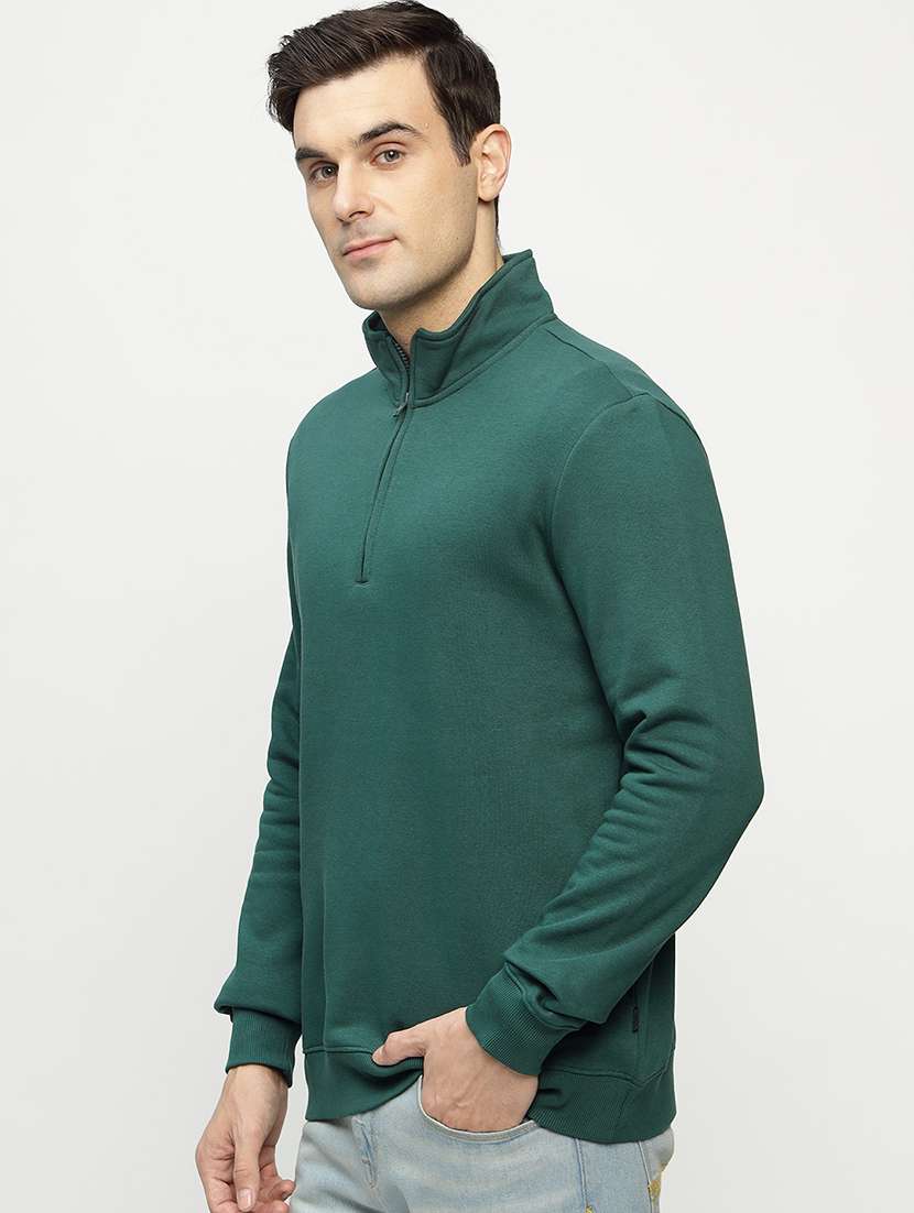 men solid long sleeve stand collar sweatshirt - 22069471 -  Standard Image - 1