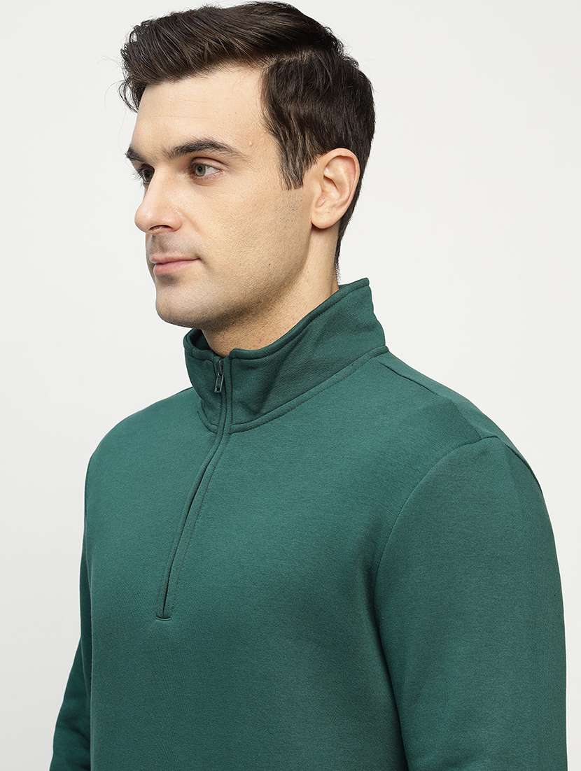 men solid long sleeve stand collar sweatshirt - 22069471 -  Standard Image - 4