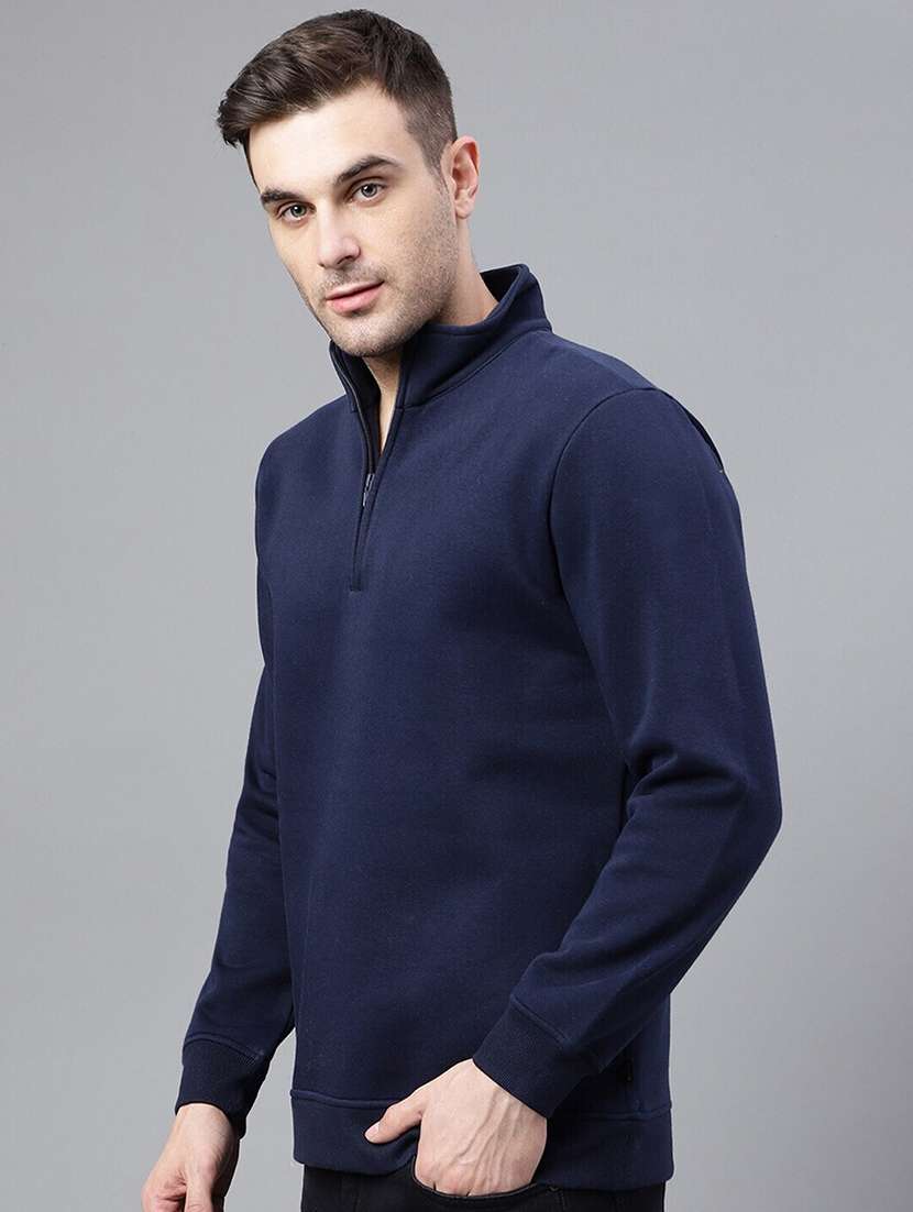 men solid long sleeve stand collar sweatshirt - 22069475 -  Standard Image - 1