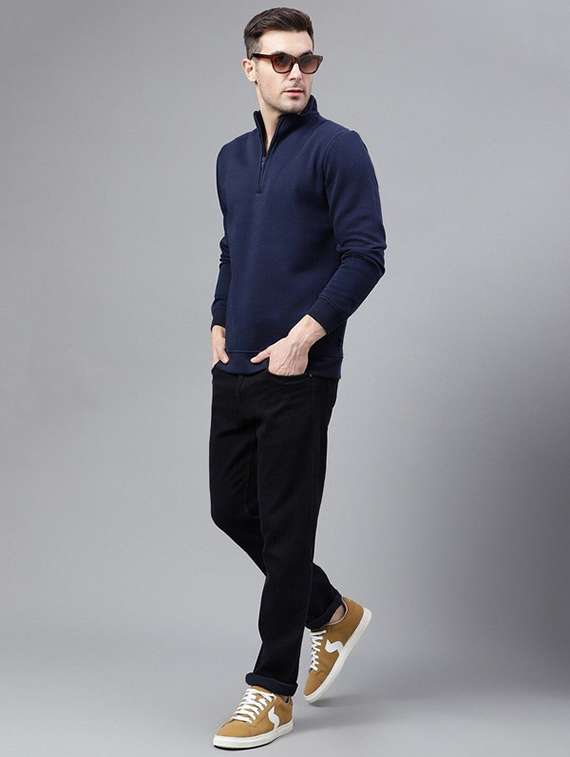 men solid long sleeve stand collar sweatshirt - 22069475 -  Standard Image - 4