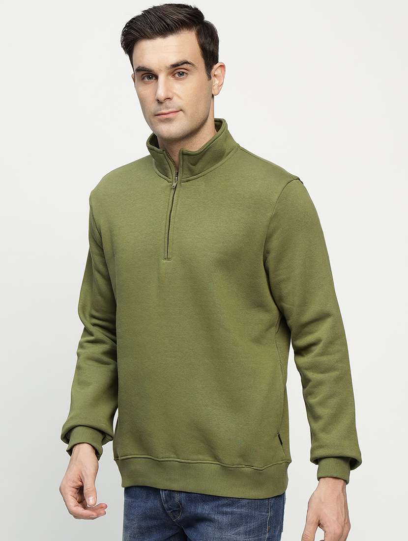 men solid long sleeve stand collar sweatshirt - 22069476 -  Standard Image - 1