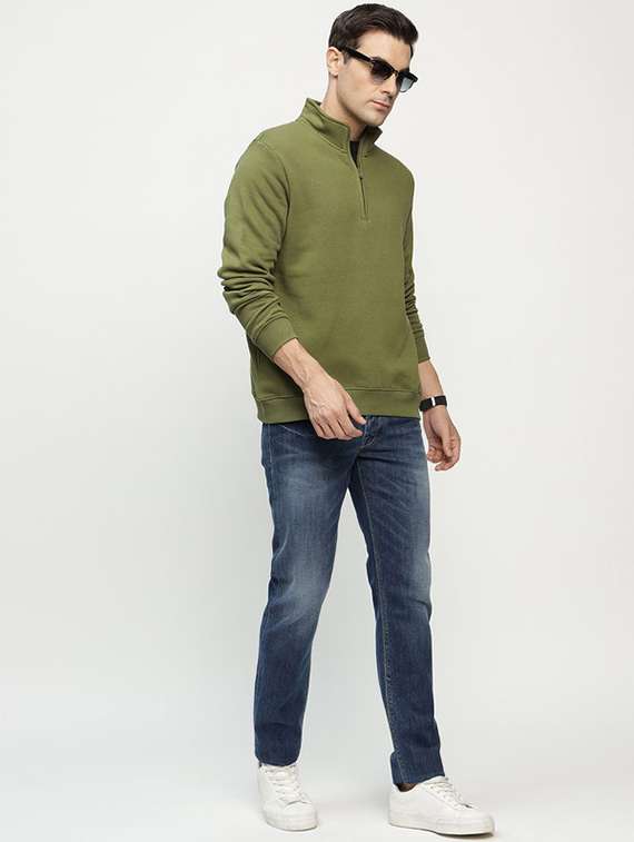 men solid long sleeve stand collar sweatshirt - 22069476 -  Standard Image - 4