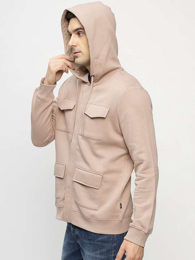 men solid long sleeve hooded sweatshirt - 22069477 -  Standard Image - 1