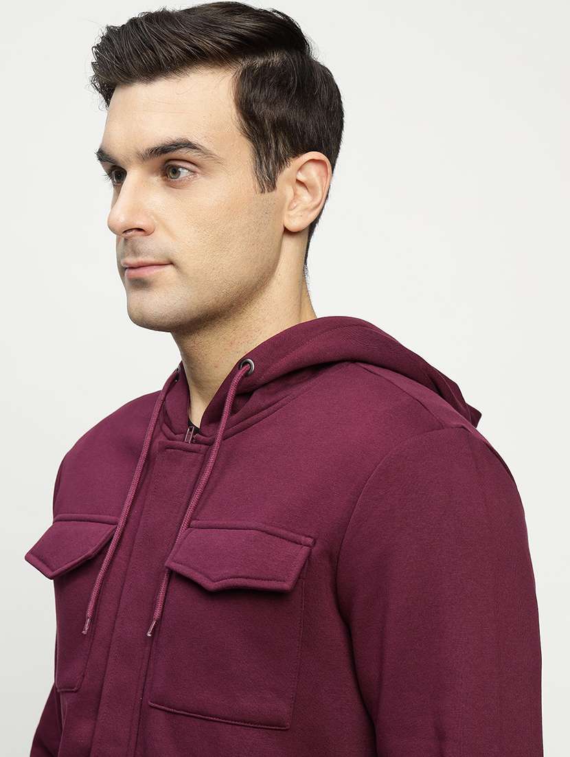 men solid long sleeve hooded sweatshirt - 22069480 -  Standard Image - 1