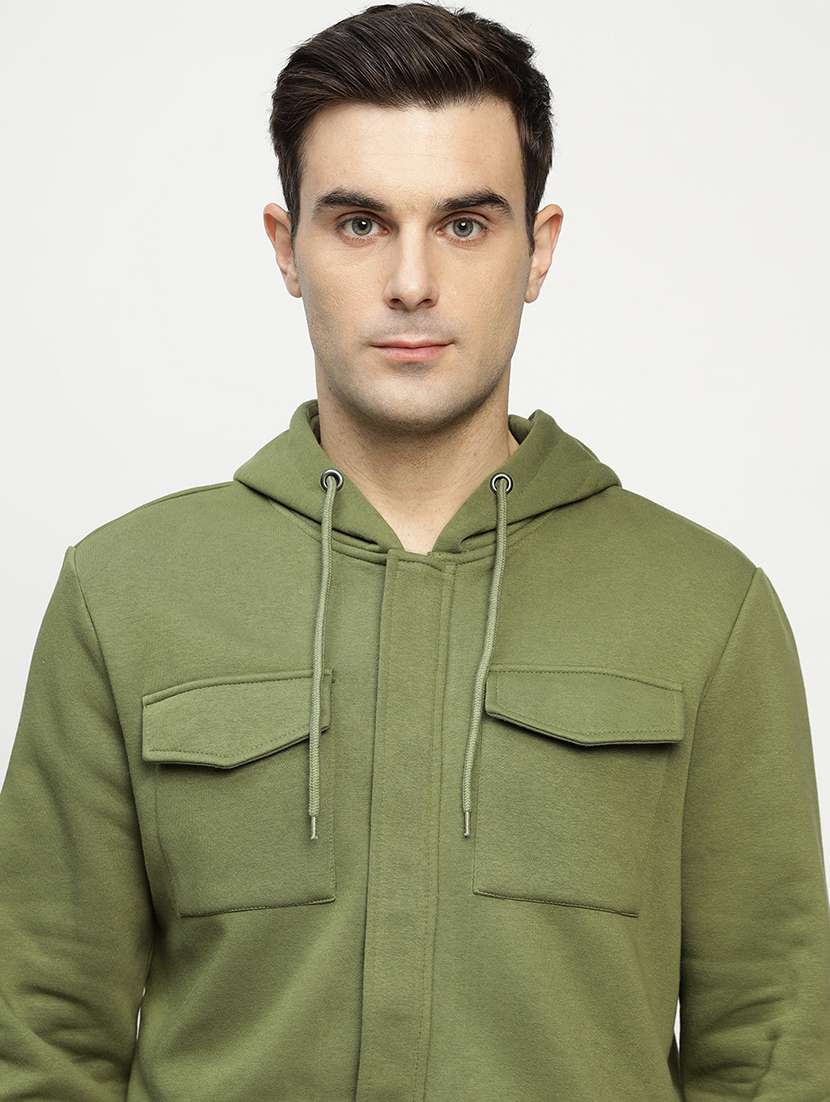 men solid long sleeve hooded sweatshirt - 22069482 -  Standard Image - 1