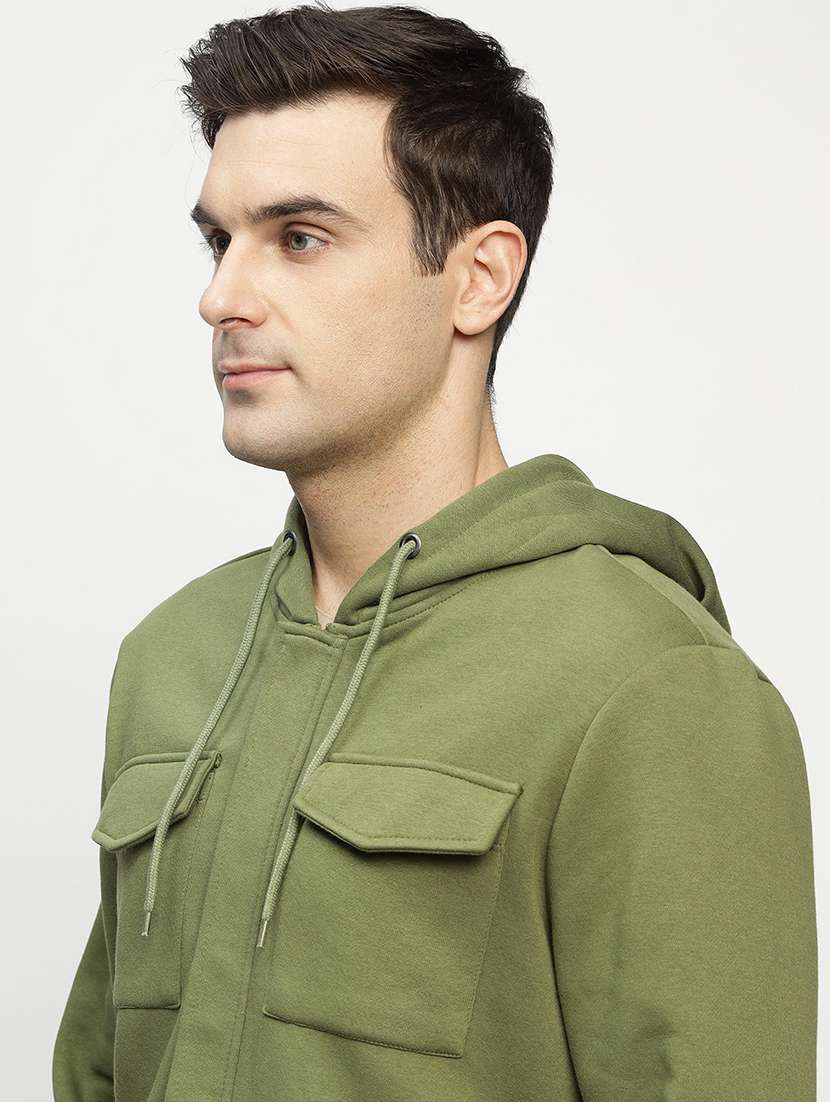 men solid long sleeve hooded sweatshirt - 22069482 -  Standard Image - 4