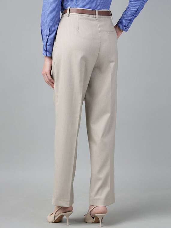 women solid high rise straight trouser - 22069490 -  Standard Image - 1