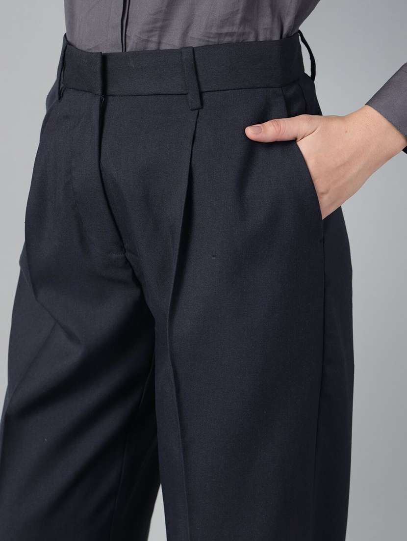 women solid high rise straight trouser - 22069493 - Standard Image - 4